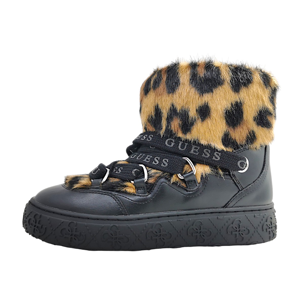 Guess Uneek Damenschuhe Gefüttert Winterstiefel Schwarz Freizeit