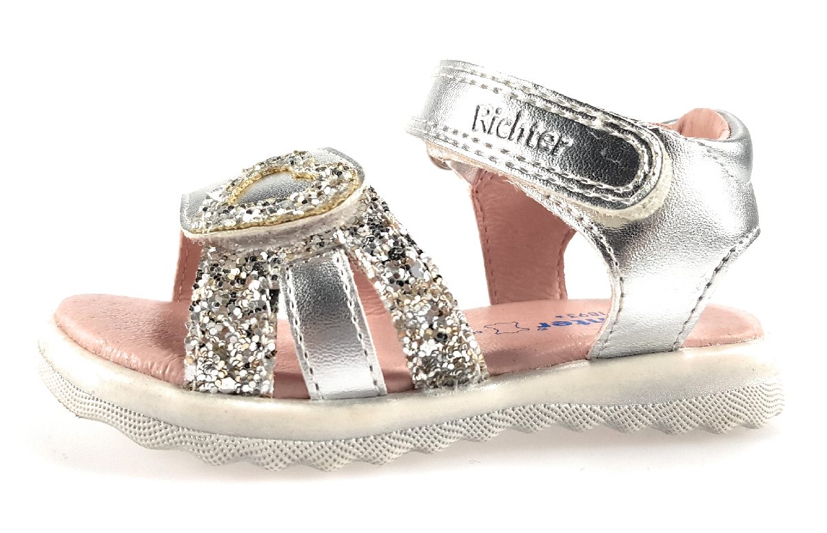 Richter Damenschuhe Sandalen Flach Silber Freizeit
