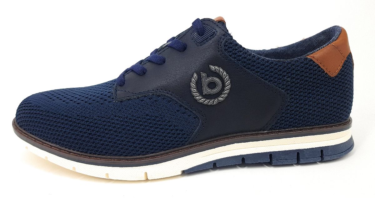 Bugatti Sandmann Herrenschuhe Sneaker sportlicher Schnürer Blau Freizeit (dark blue, Größe 48 EU)