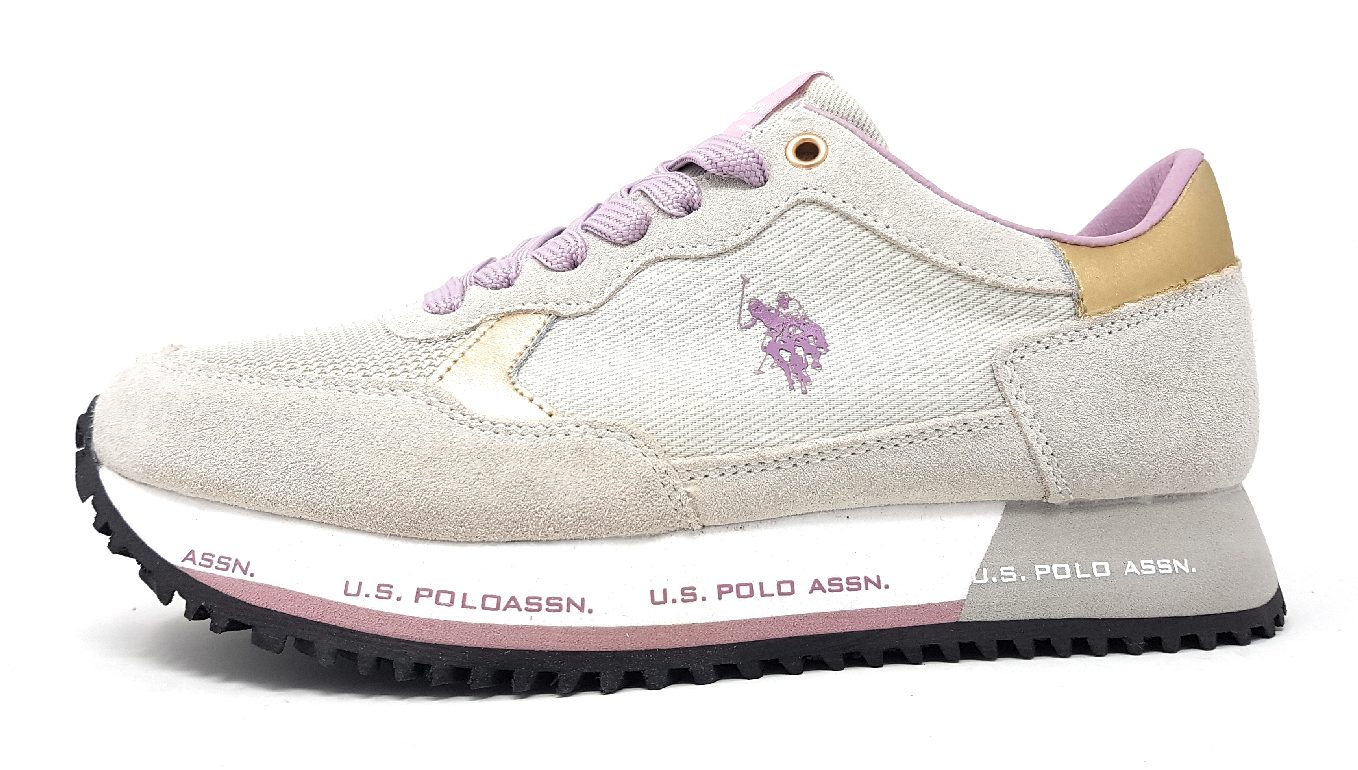 US Polo Damenschuhe Schnürschuhe Sportive Sneaker low Beige Freizeit