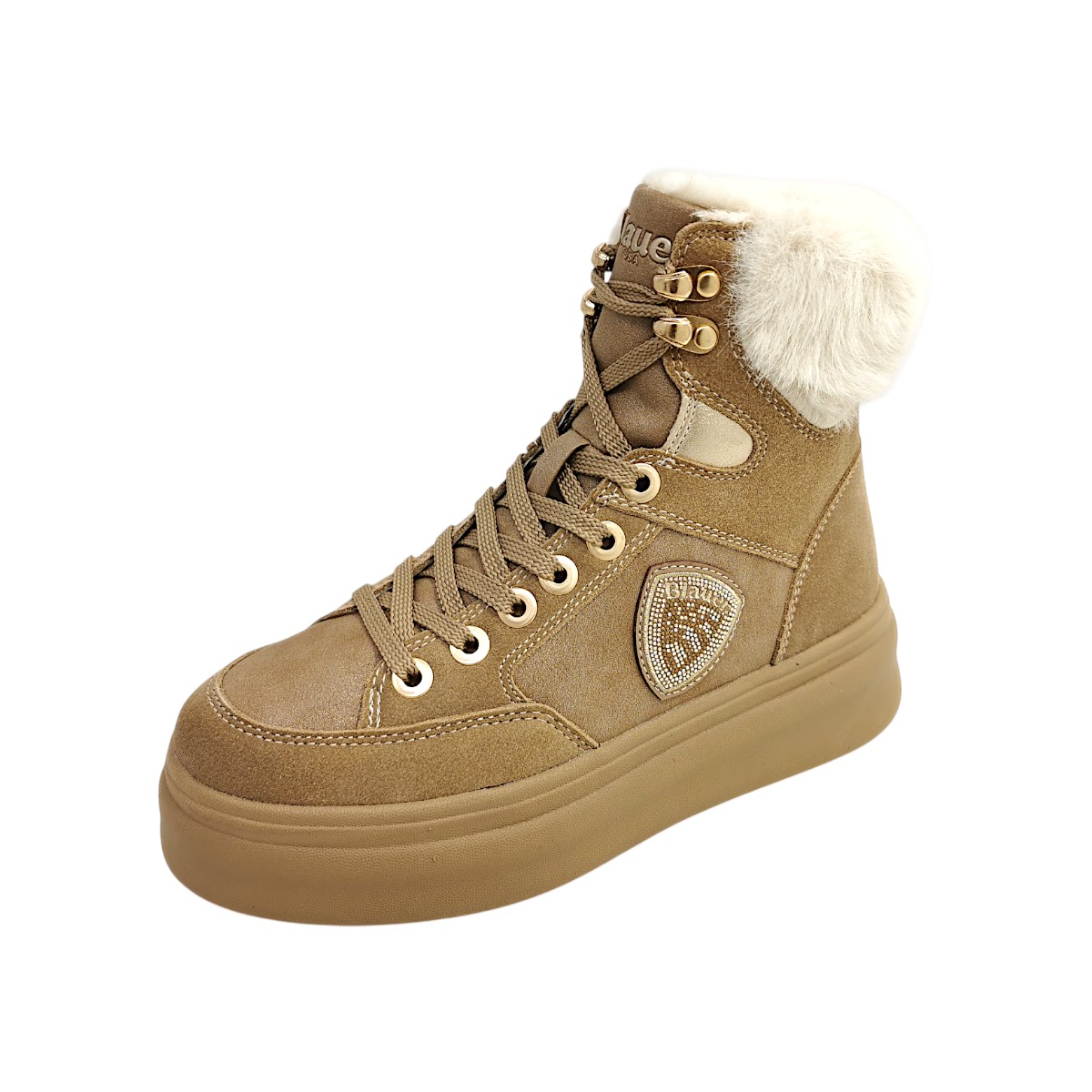 Blauer USA Emery Damenschuhe Stiefel Schnürer Winterstiefel Beige Freizeit (Beige BEI, Größe 39 EU)