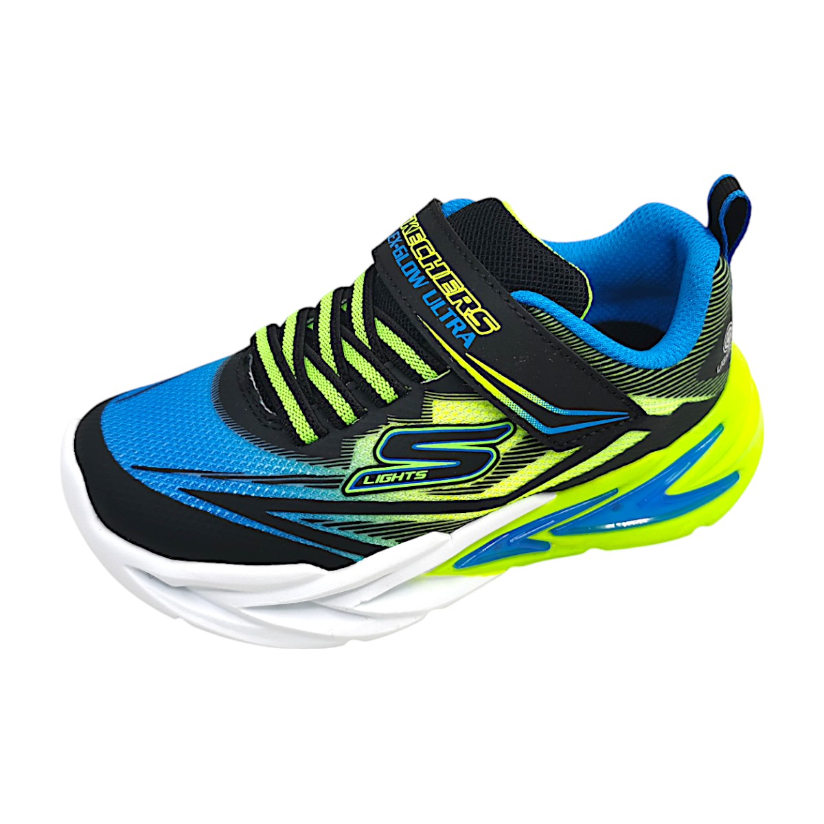 Skechers S Lights Flex-Glow Ultra 400139L/BBLM Schwarz black/blue-lime BBLM