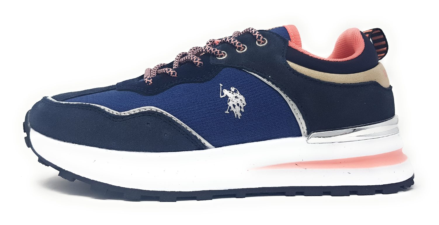 US Polo Damenschuhe Schnürschuhe Sportive Sneaker low Blau Freizeit