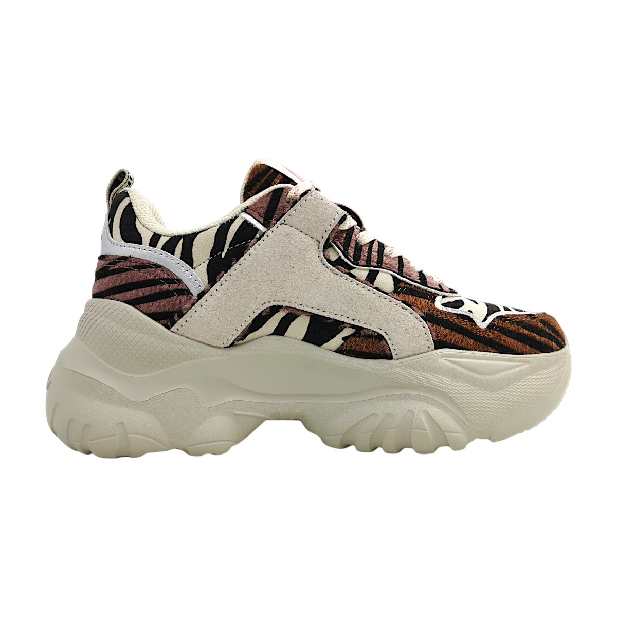 Buffalo Damenschuhe Schnürschuhe Sportive Beige Freizeit (beige animal mix, Größe 38 EU)
