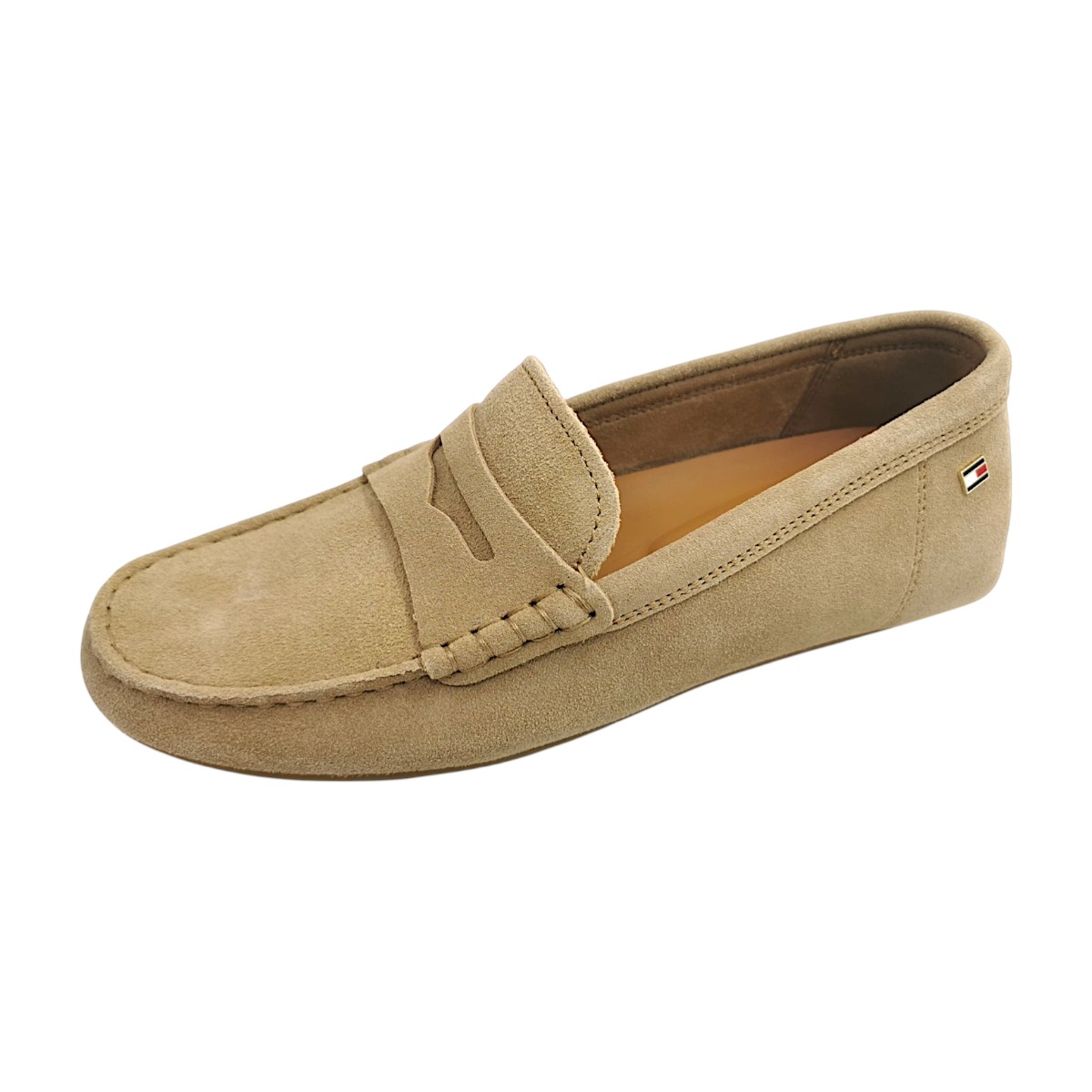Tommy Hilfiger Suede Driver Loafer FW0FW08558RBC Beige Safari Canvas RBC