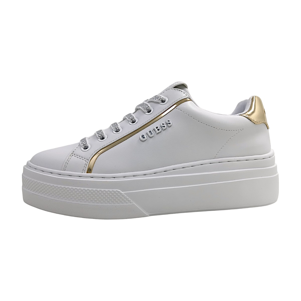 Guess Ameria Damenschuhe Schnürschuhe Sportive Schnürer Weiß Freizeit