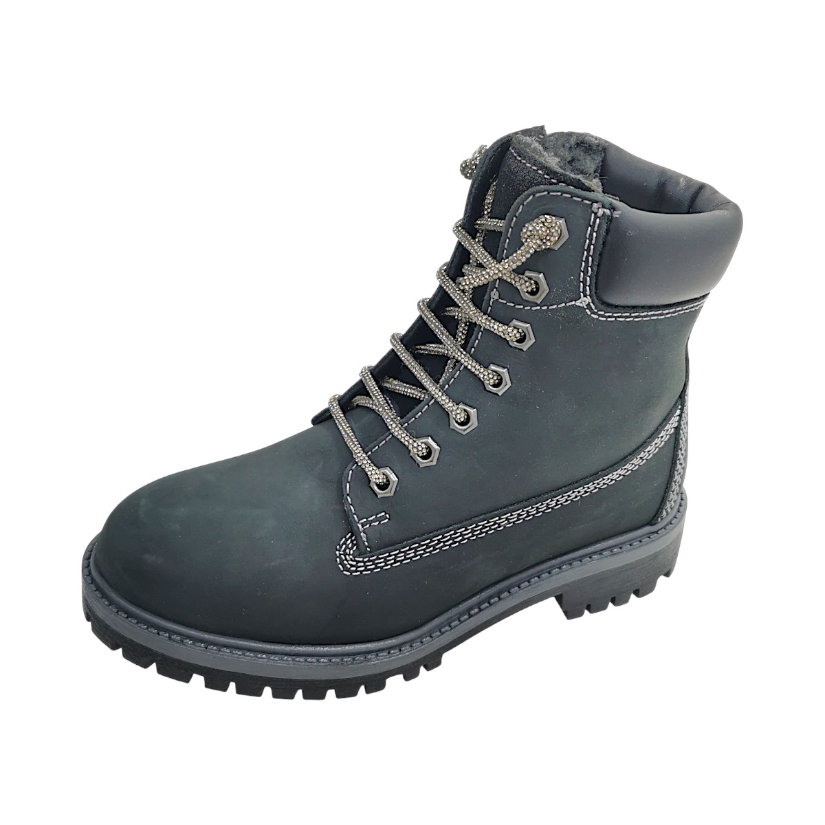 Fusion Damenschuhe Schnürstiefel Schwarz Freizeit (black glitter, Größe 40 EU)