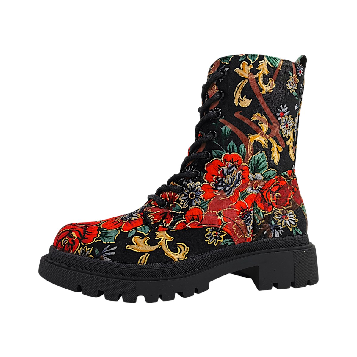 La Strada Damenschuhe Schnürstiefel Mehrfarbig Freizeit (Red flower velvet, Gr. 1:39)