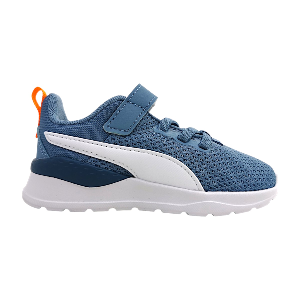 Puma Anzarun lite AC INF Sportschuhe Kinder Sneaker Klettschuh Blau Freizeit (blue/white/orange 45, Größe 25 EU)