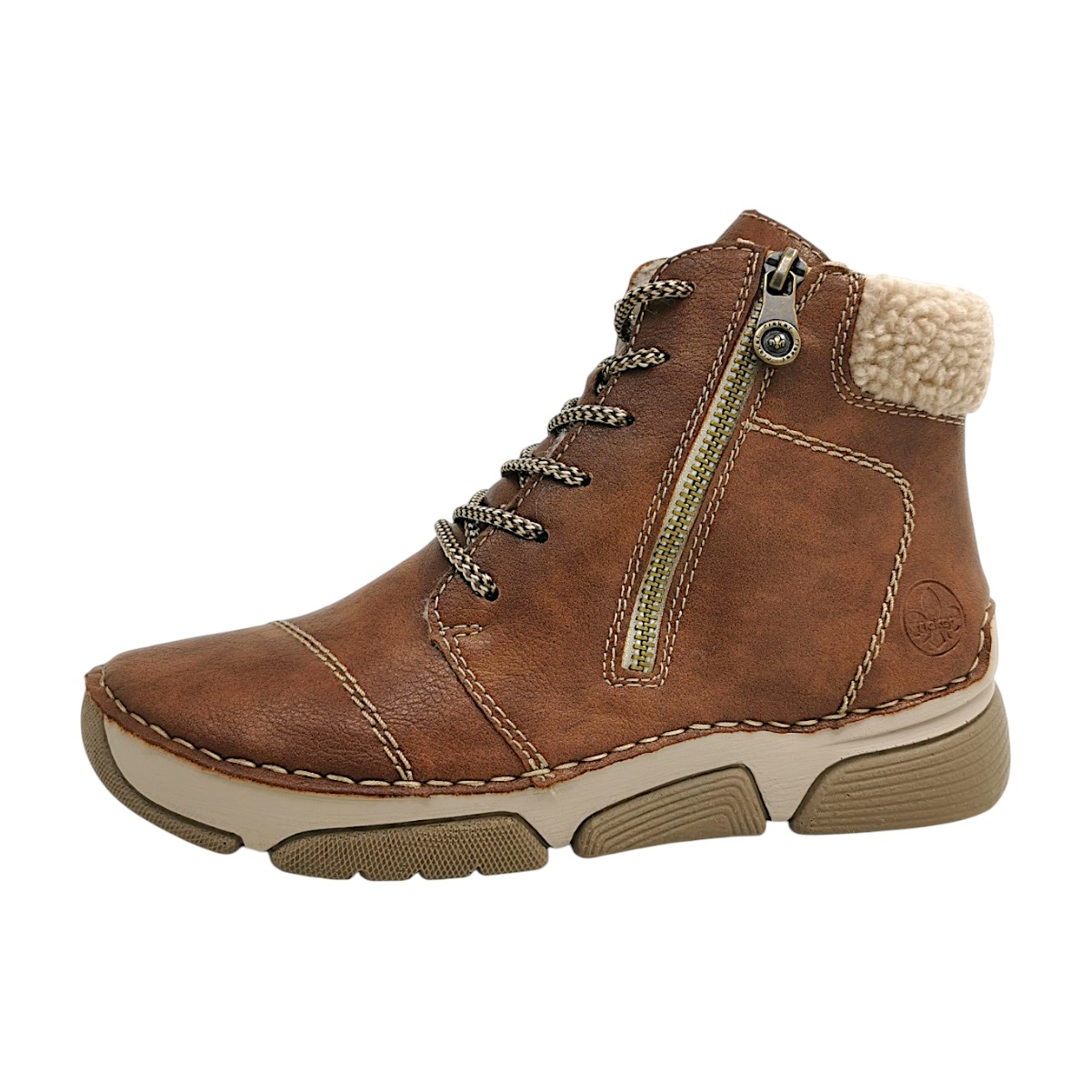 Rieker Damenschuhe Stiefel Schnürer Schnürstiefel Braun Freizeit (zimt/lehm 24, Gr. 1:37)