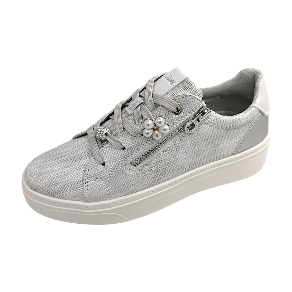 s.Oliver Damenschuhe Schnürschuhe Sportive Silber Freizeit (silver 9415, Gr. 1:36)