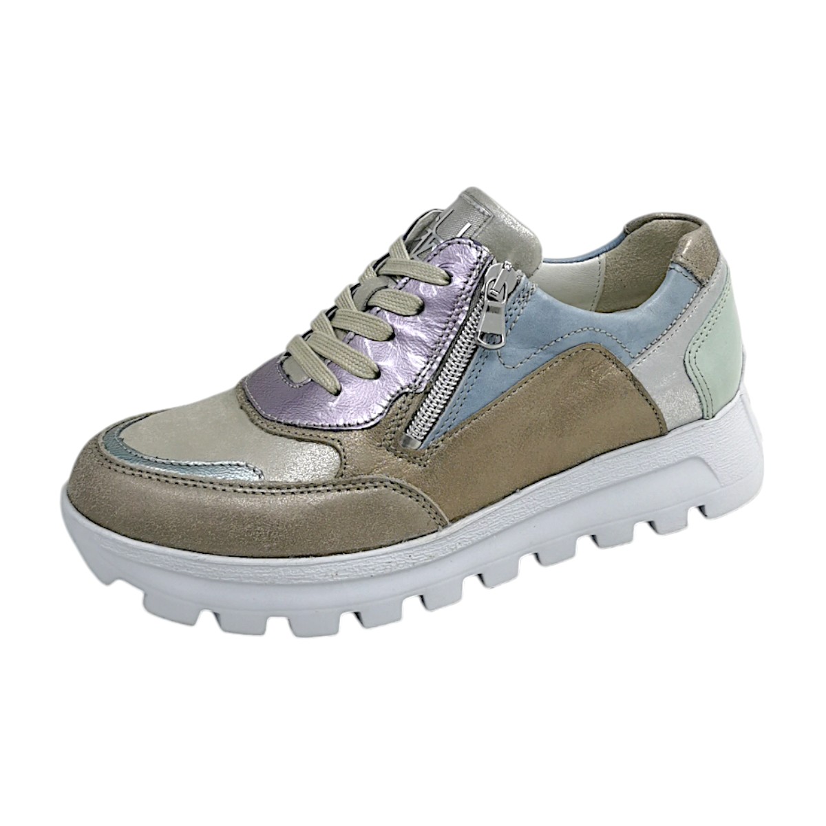 Waldläufer Ajala Damenschuhe Schnürschuhe Mehrfarbig Freizeit (349 stein menta lavendel, Größe 41 EU)