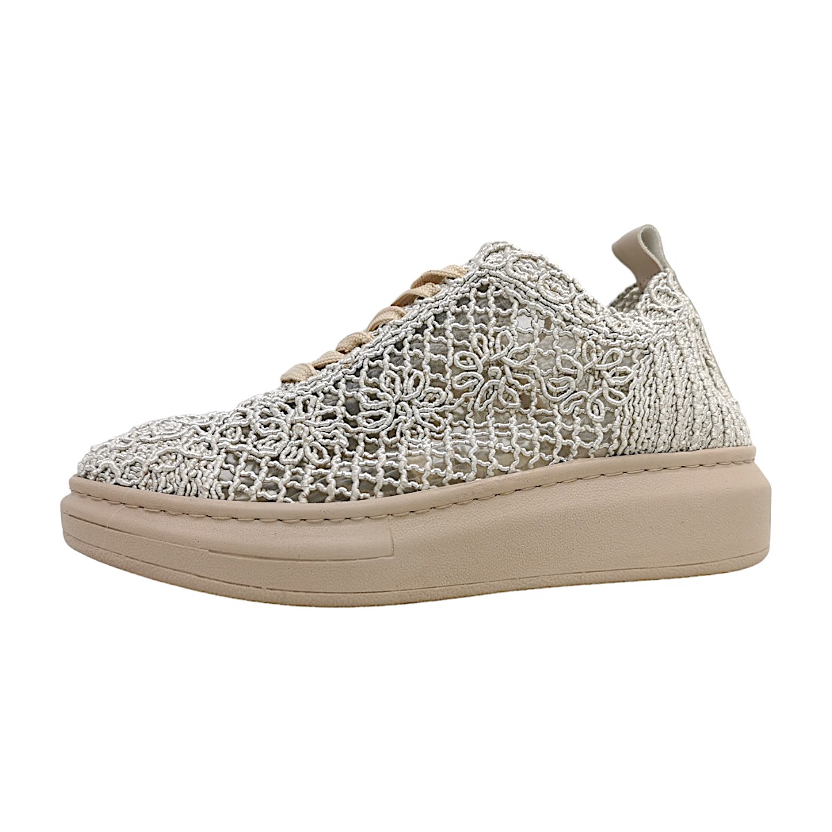 Mustang Damenschuhe Schnürschuhe Schnürer Beige Freizeit