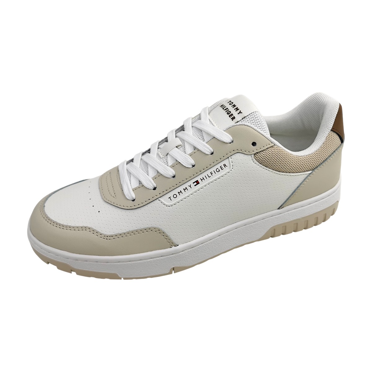 Tommy Hilfiger BasketCore Lite LTH Block Herrenschuhe Schnürschuhe Sneaker Beige Freizeit (Classic Beige ACI, Größe 44 EU)
