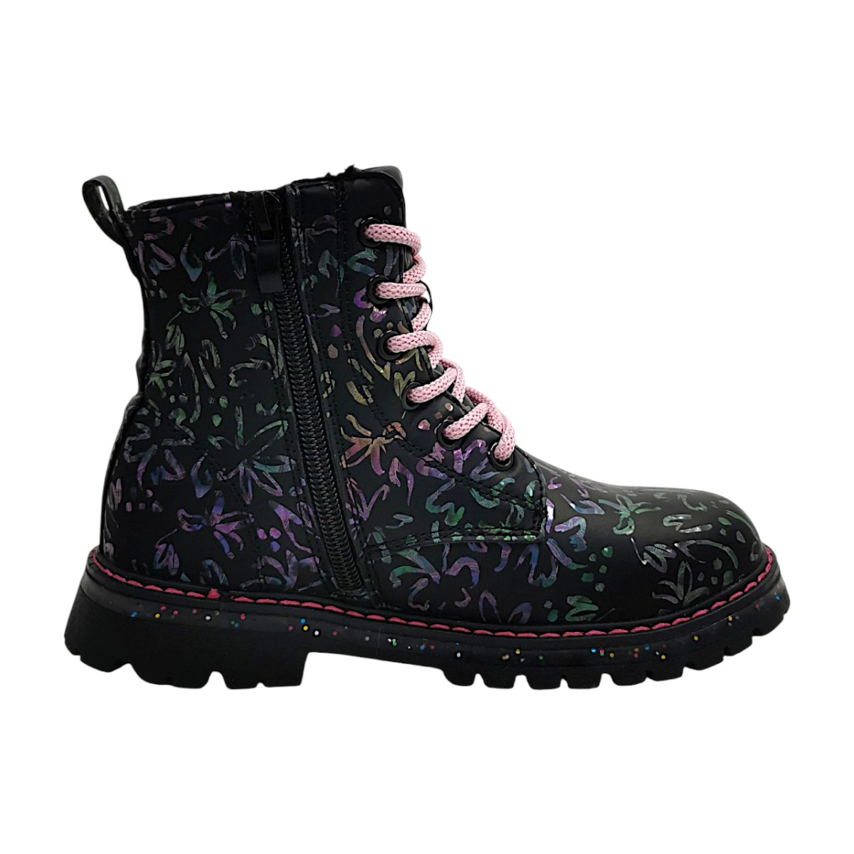 Becker Kinderschuhe Mädchen Schnürstiefel Schwarz Freizeit (schwarz/bunt, Größe 34 EU)