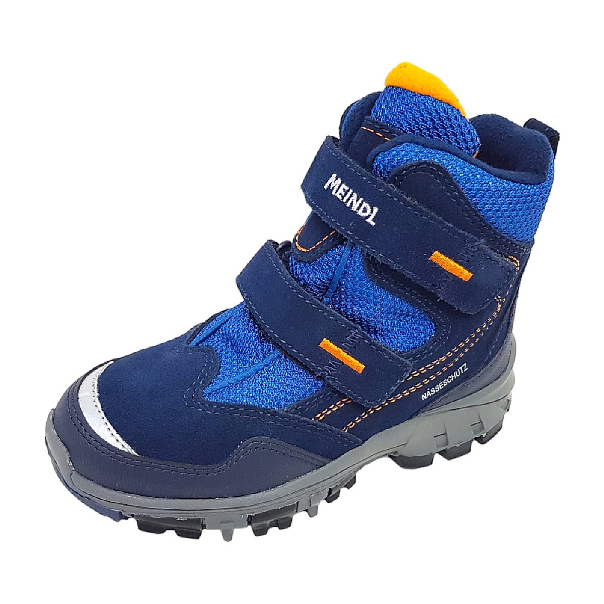 Meindl Polar Fox Junior Kinderschuhe Jungen Winterstiefel Blau Freizeit (70- Navy Orange, Größe 31 EU)