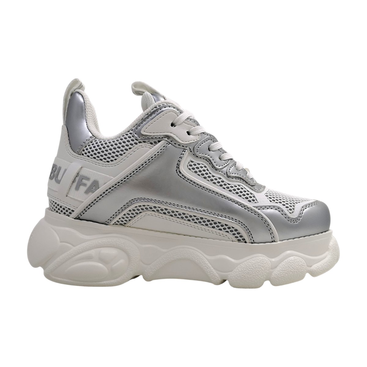 Buffalo Damenschuhe sportlicher Schnürer Silber Freizeit (silver/white, Größe 39 EU)