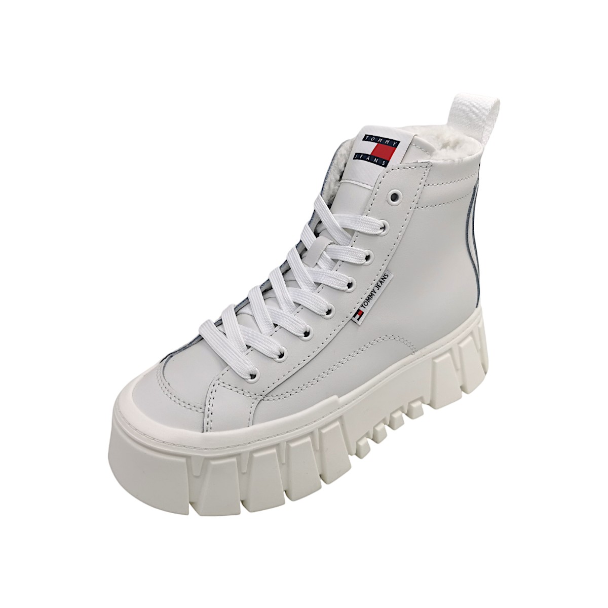 Tommy Hilfiger Vulc Flat Damenschuhe Stiefeletten Schnürer Stiefel Weiß (YBL White, Größe 40 EU)